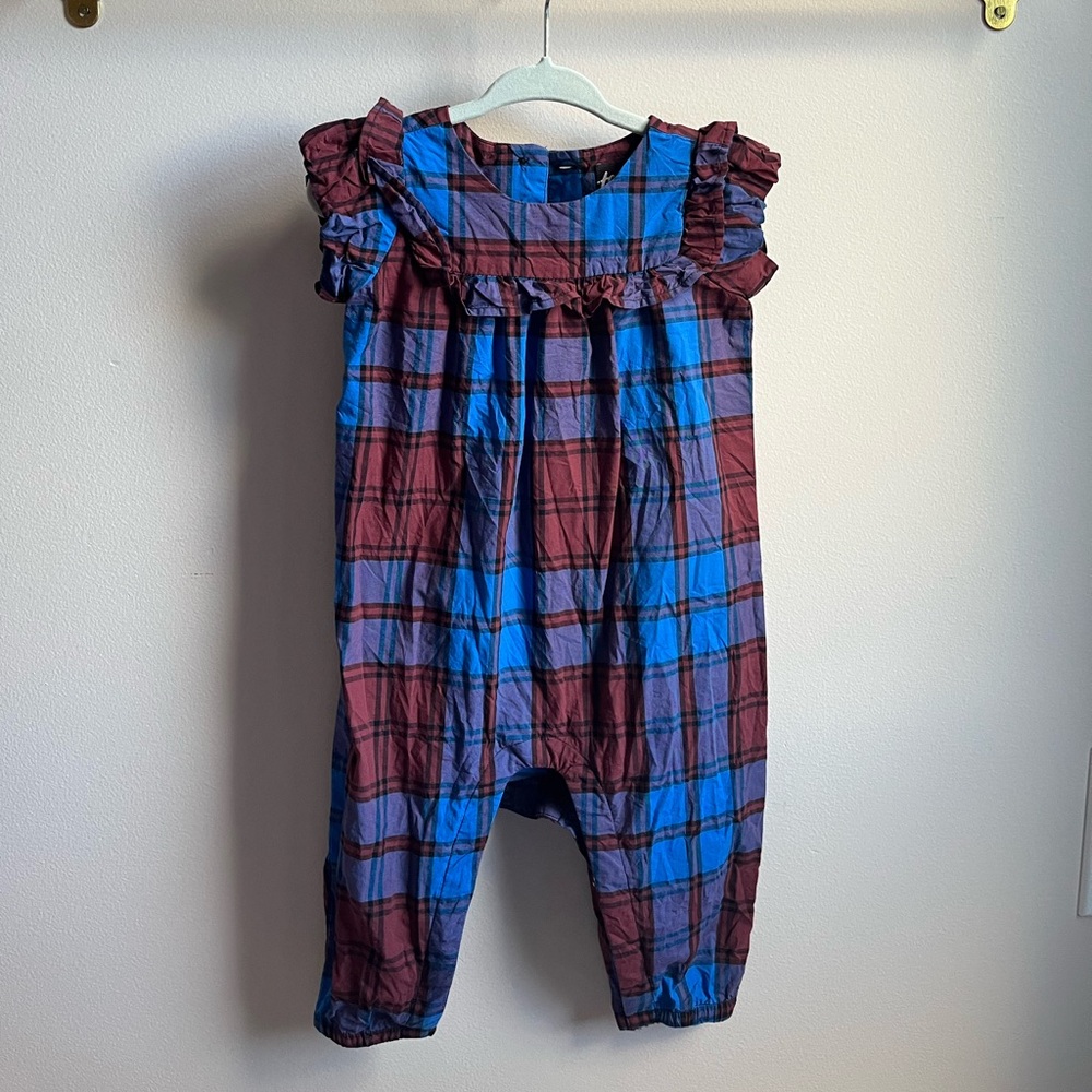 TEA Collection Family Plaid Ruffle Romper | Size 9-12 Months | Plaid - Picture 1 of 4